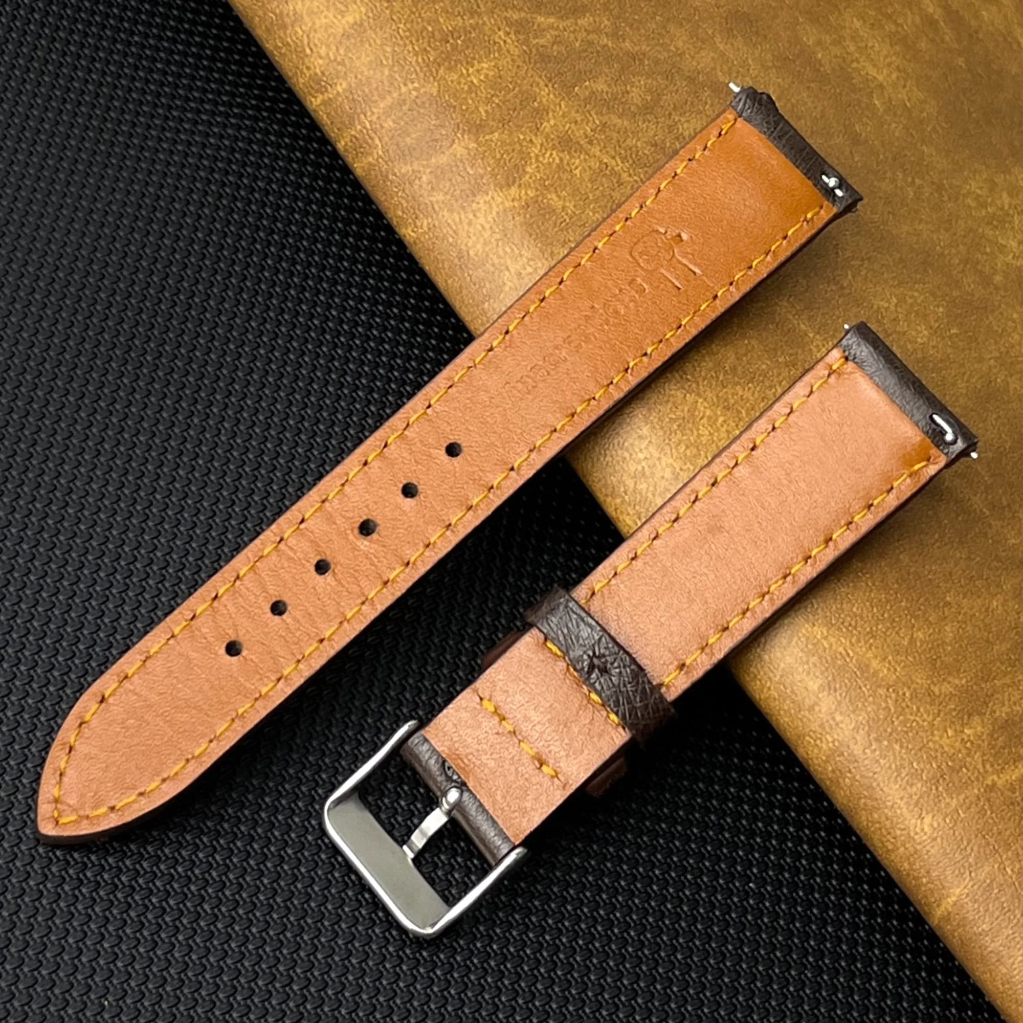 Dark Brown Genuine Ostrich Watch Strap Quick Release