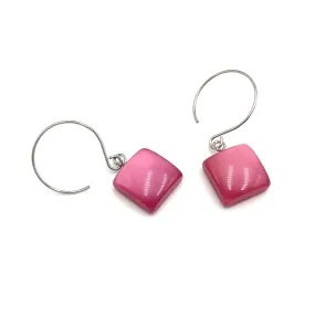 Deep Cranberry Mini Square Drop Earrings
