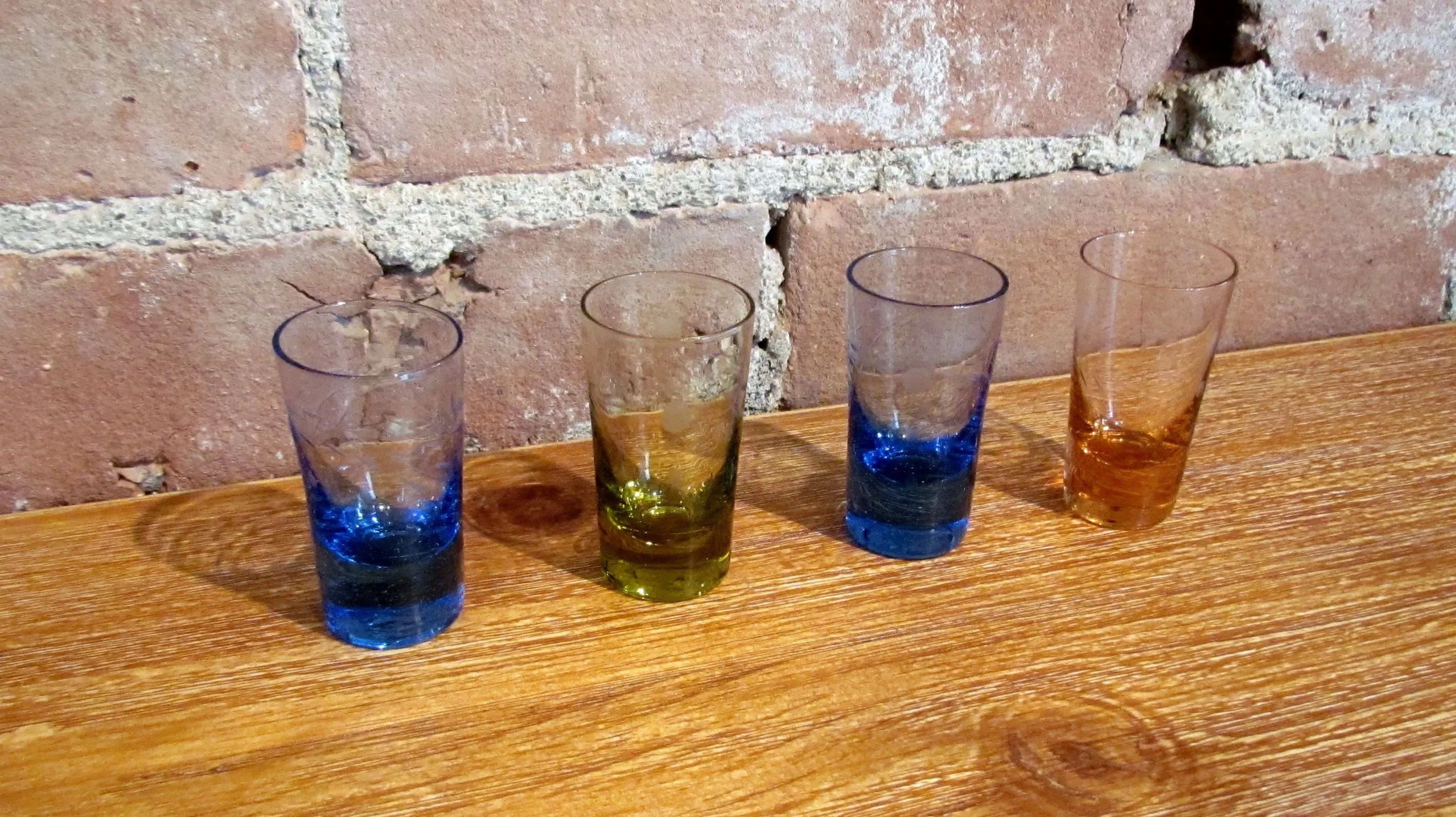 Depression Glass Cordial Glasses 4 Multicolor Shot Glasses Bar Set