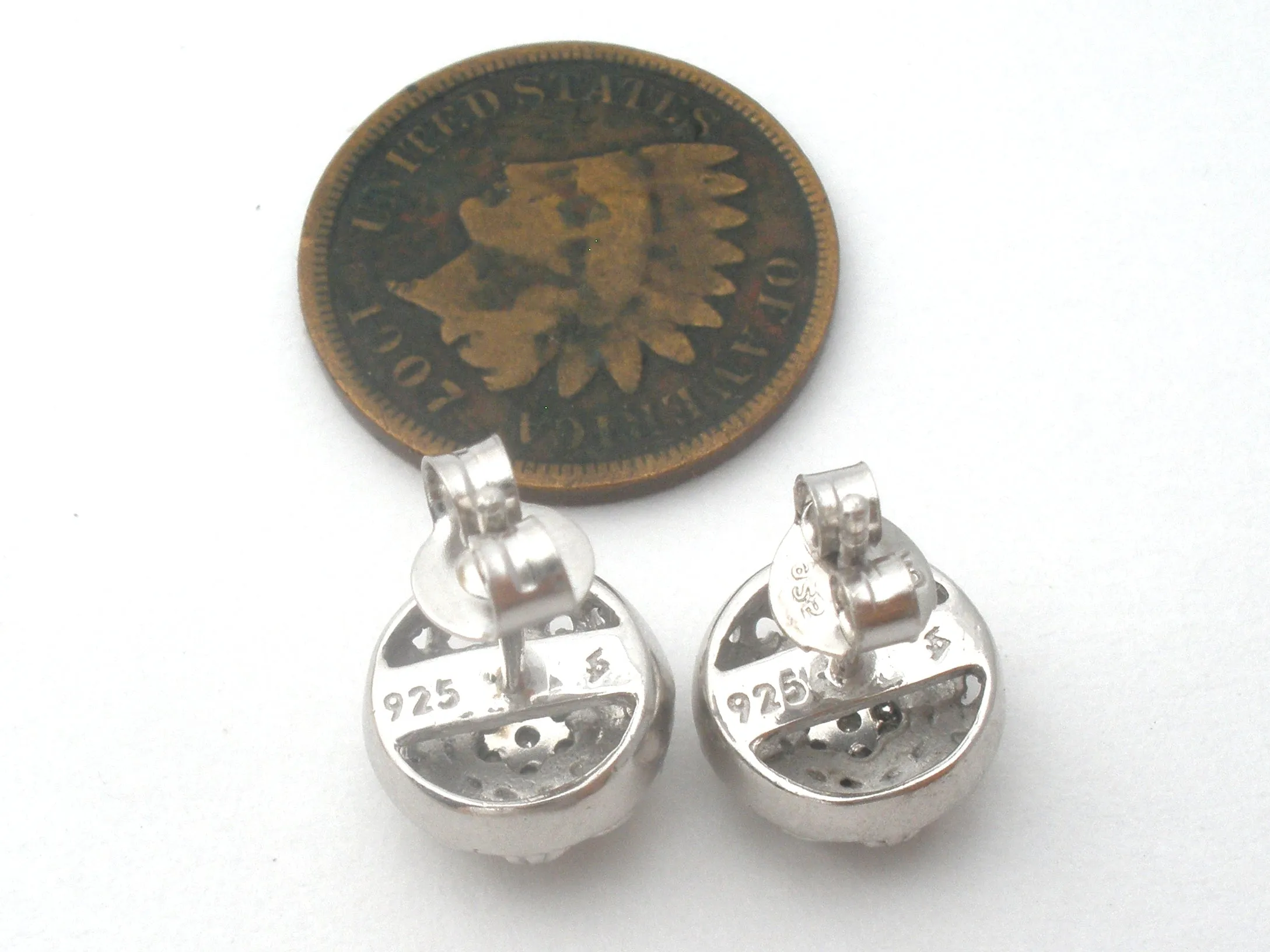Diamond Earrings Sterling Silver Studs