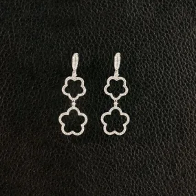 Diamond Flower Dangle Earrings