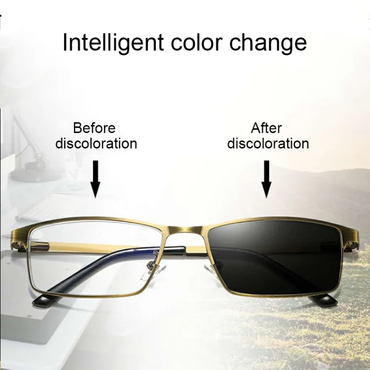 Dual-purpose Photochromic Presbyopic Glasses,  3.00D(Gold)