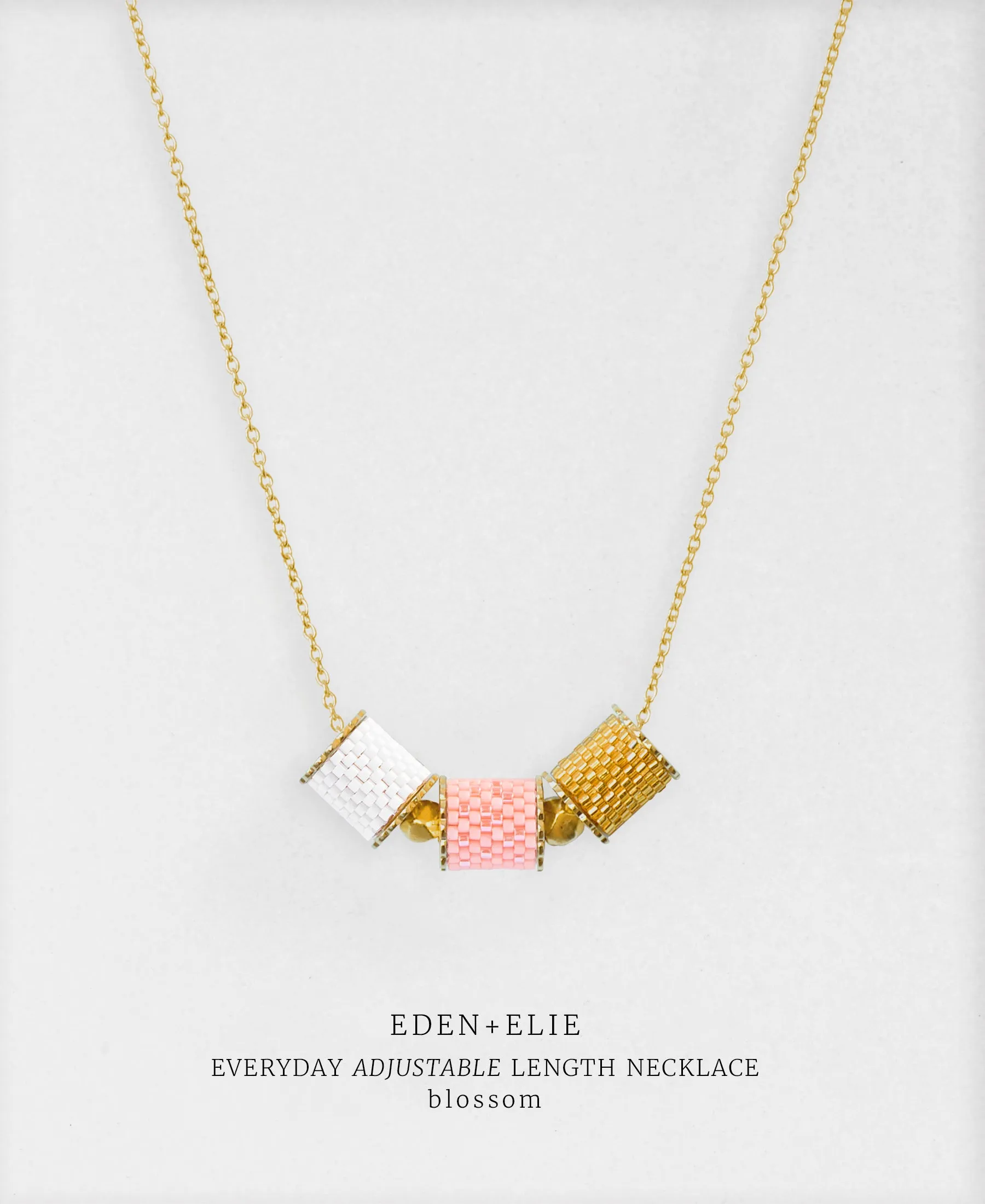 EDEN   ELIE Everyday Adjustable Length Necklace   Bangle Set - blossom pink