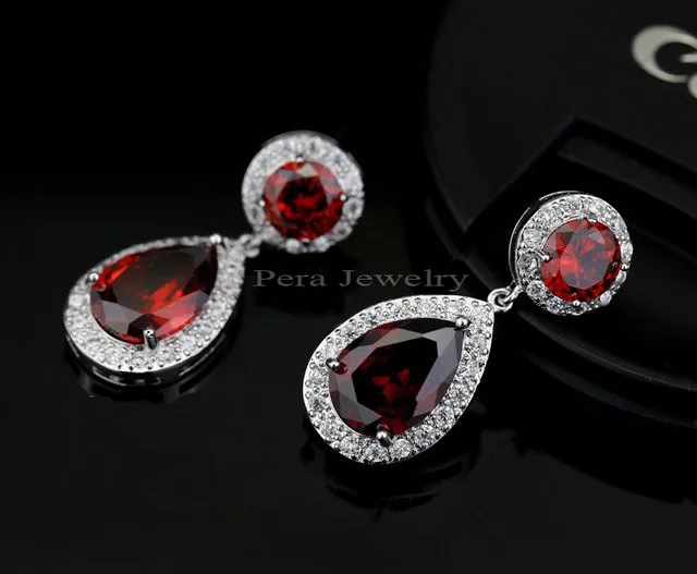 Elegant Big Water Drop Design White Gold Color Round Royal Blue Cubic Zirconia Stone Fashion Women Earrings Jewelry