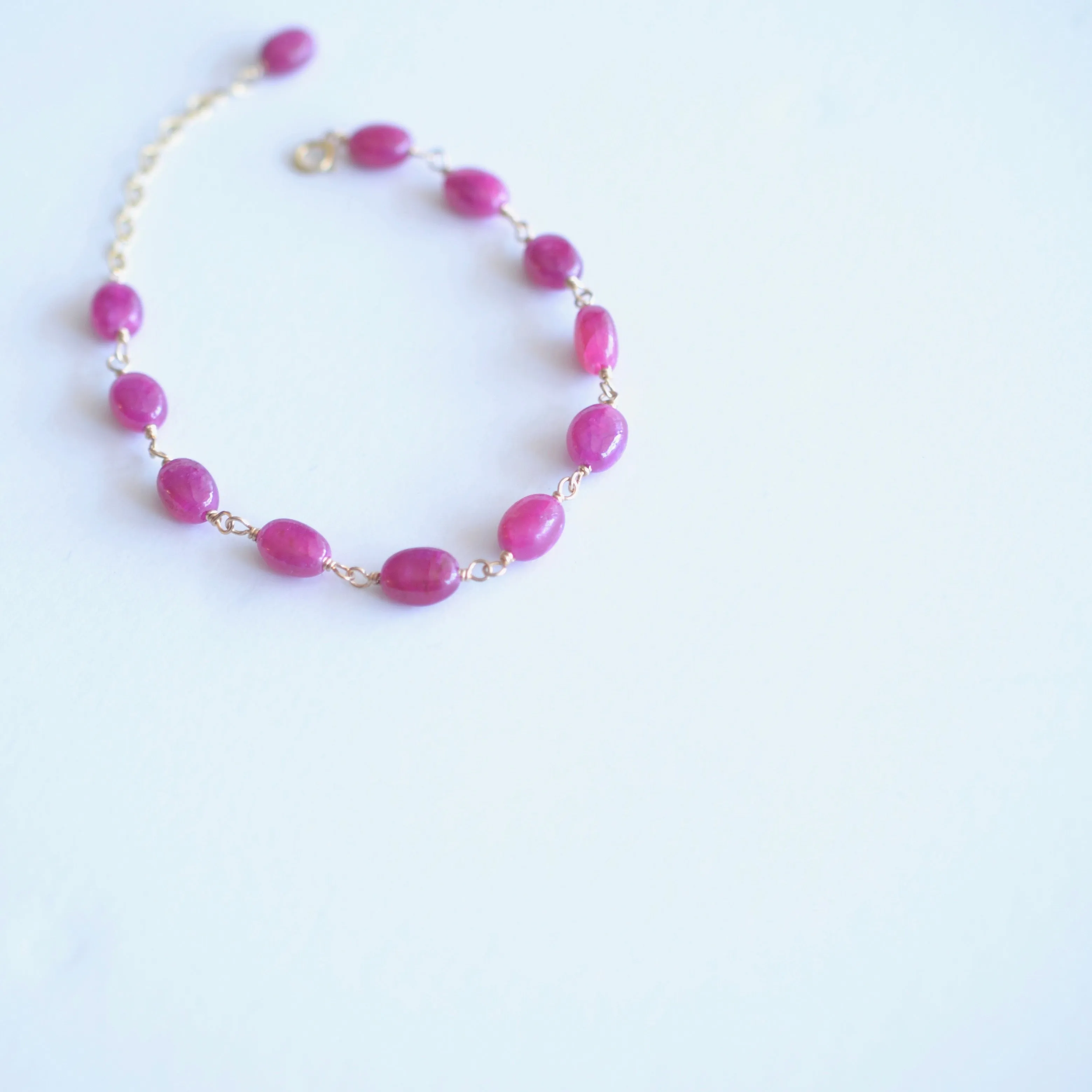 Eliza - Pink Sapphire, 14k Gold Filled Bracelet