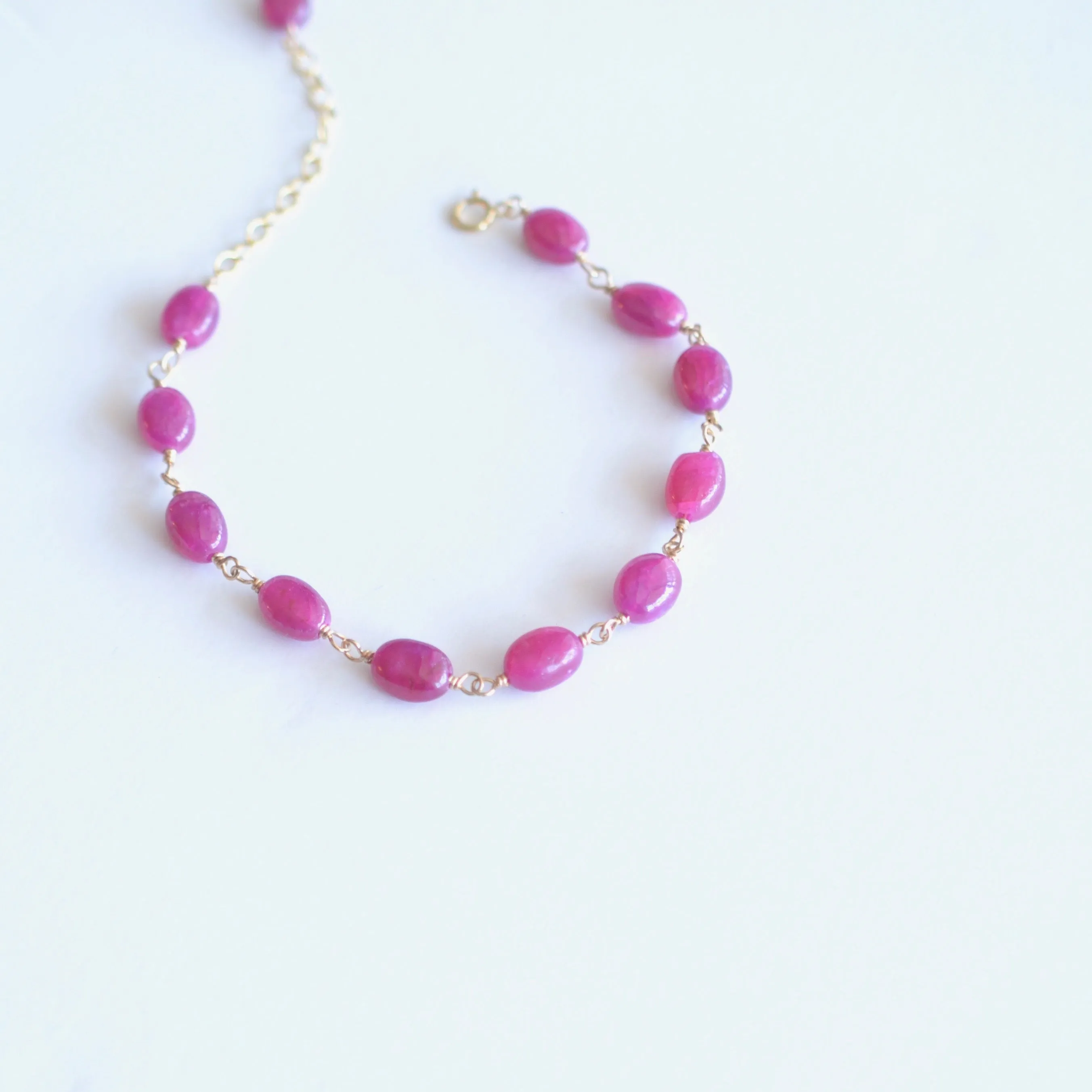 Eliza - Pink Sapphire, 14k Gold Filled Bracelet
