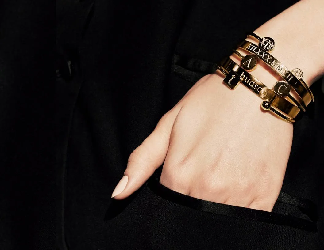 ELLE ROUND DIAMOND INITIAL BANGLE