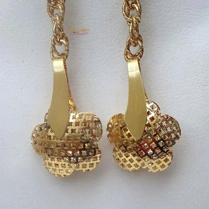 Elongated Flower Party African Nigerian No Necklace Earring Jewellery