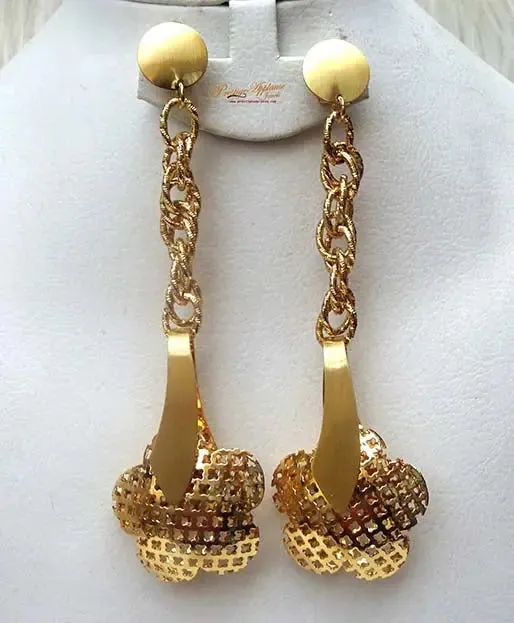 Elongated Flower Party African Nigerian No Necklace Earring Jewellery