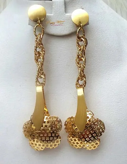 Elongated Flower Party African Nigerian No Necklace Earring Jewellery