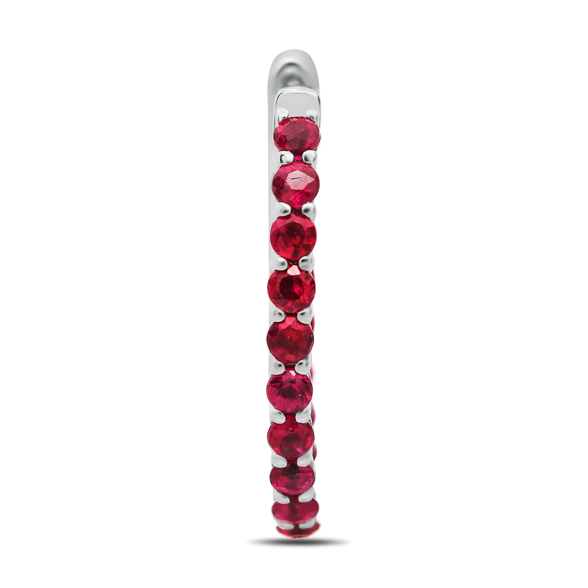 ESTATE 2.80CT AAA RUBY 14K WHITE GOLD 3D CLASSIC LUCIDA INSIDE OUT HOOP EARRINGS