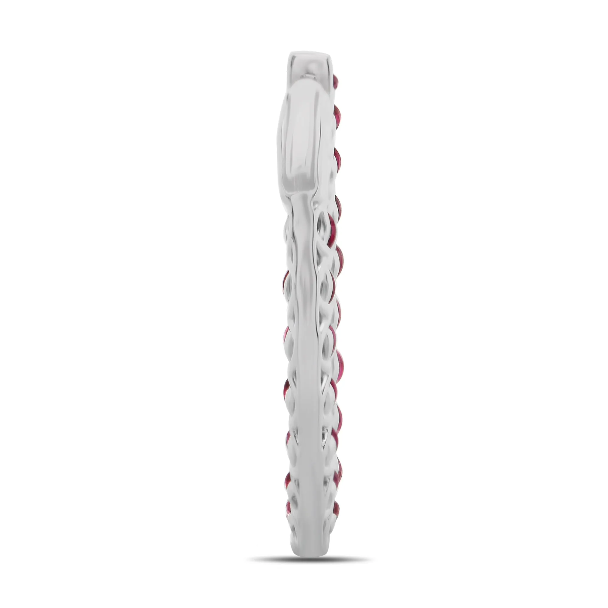ESTATE 2.80CT AAA RUBY 14K WHITE GOLD 3D CLASSIC LUCIDA INSIDE OUT HOOP EARRINGS