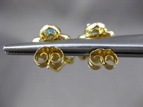 ESTATE LARGE 4.0CT AAA BLUE TOPAZ 14KT YELLOW GOLD STUD FLOWER EARRINGS #23834