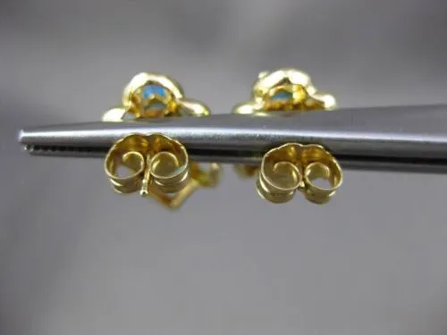ESTATE LARGE 4.0CT AAA BLUE TOPAZ 14KT YELLOW GOLD STUD FLOWER EARRINGS #23834