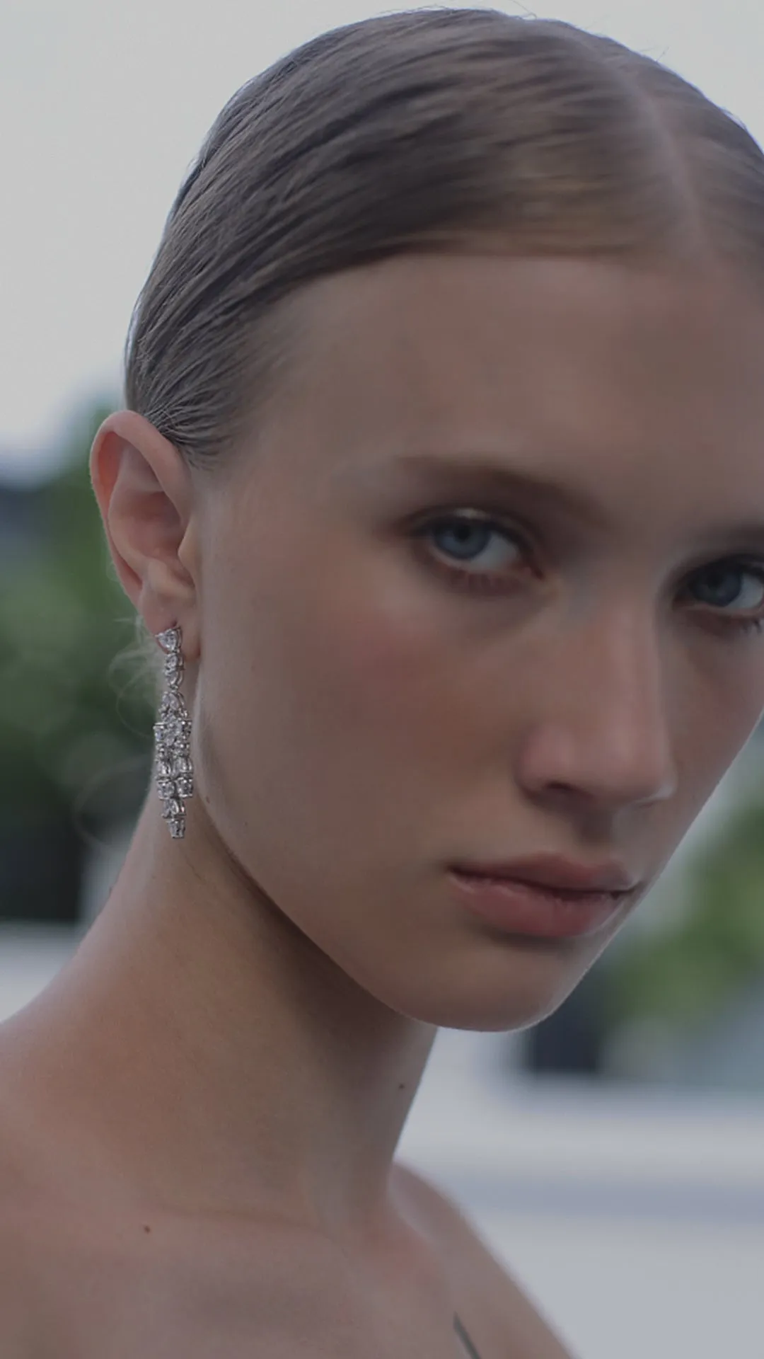 Fatima Chandelier Earrings White Gold Plated