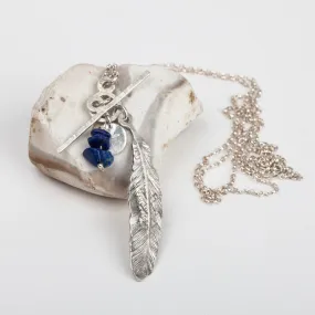 Feather & Lapis Long Necklace