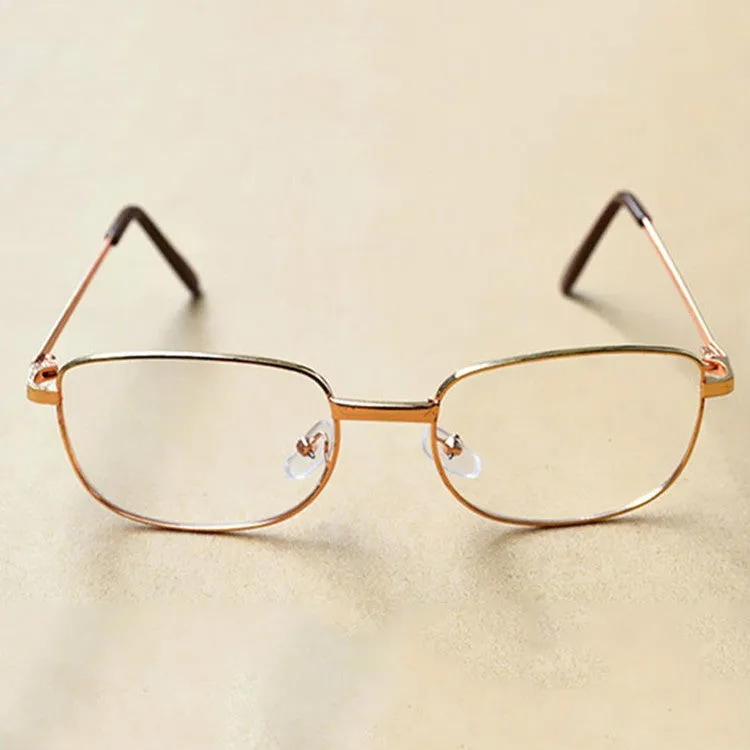 Full Metal Frame Resin Lenses Presbyopic Glasses Reading Glasses  1.00D(Gold)