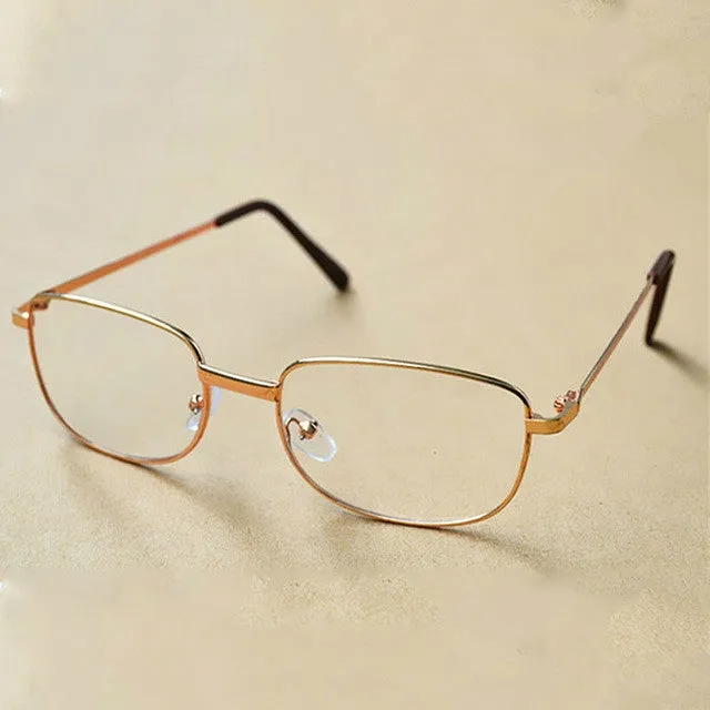 Full Metal Frame Resin Lenses Presbyopic Glasses Reading Glasses  1.00D(Gold)