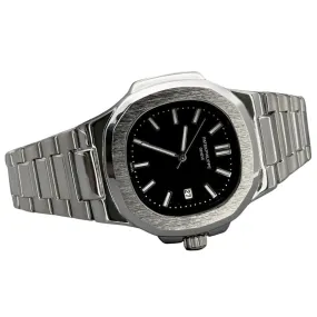 Geneve Rounded Octagonal Shape Wrist Watch For Men
