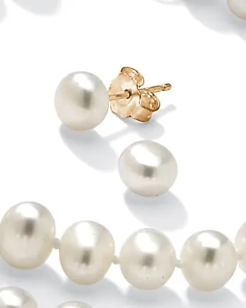 Genuine Cultured Freshwater Pearl 3-Piece Set 14k Gold-plated Sterling Silver | White