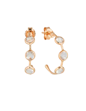 Georgini Kiklo Hoop Earrings w/ White Topaz - Rose Gold