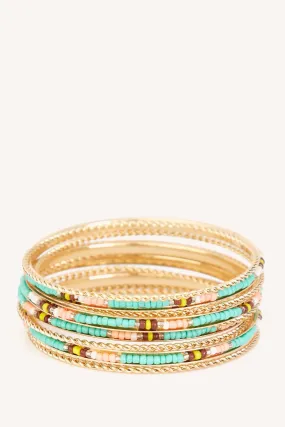 Gold Beaded Bangle Set