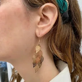Gold Dangly Earrings Boho Earrings Leaf
