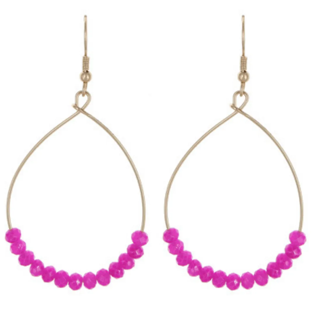 Gold Wire Purple Glass Beaded Earrings