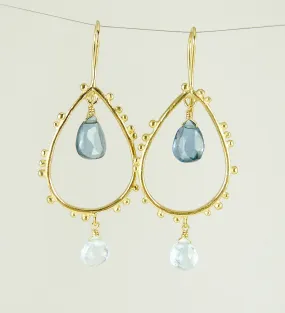 Gorgeous Granulation Drop Earrings with Topaz