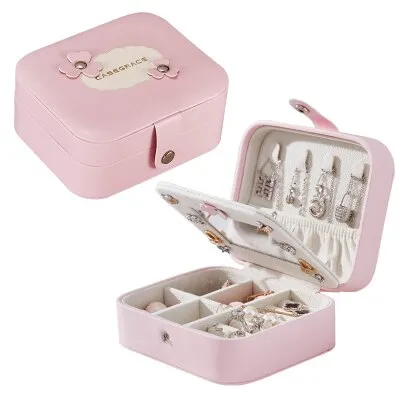 Guanya Newest Mini Stud Earrings Rings Jewelry Box Useful Makeup Organizer With Zipper Travel Portable Display Case Women's Gift