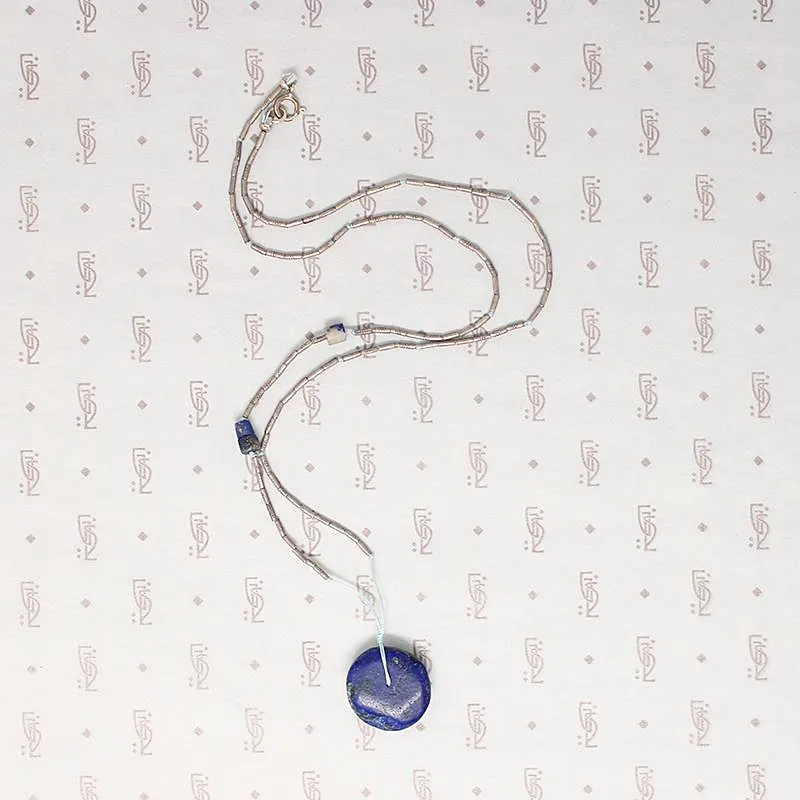 Handmade Silver Bead & Ancient Lapis Necklace by Ancient Influences