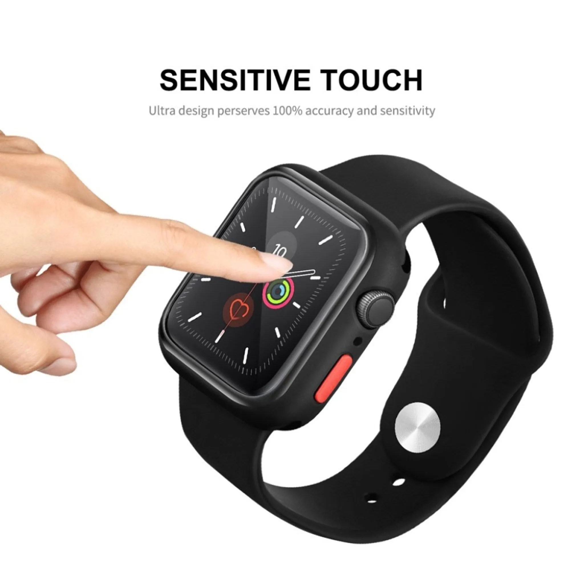 HAT-PRINCE Apple Watch Series 6 / 5 44mm TPU frame with tempered glass - Black