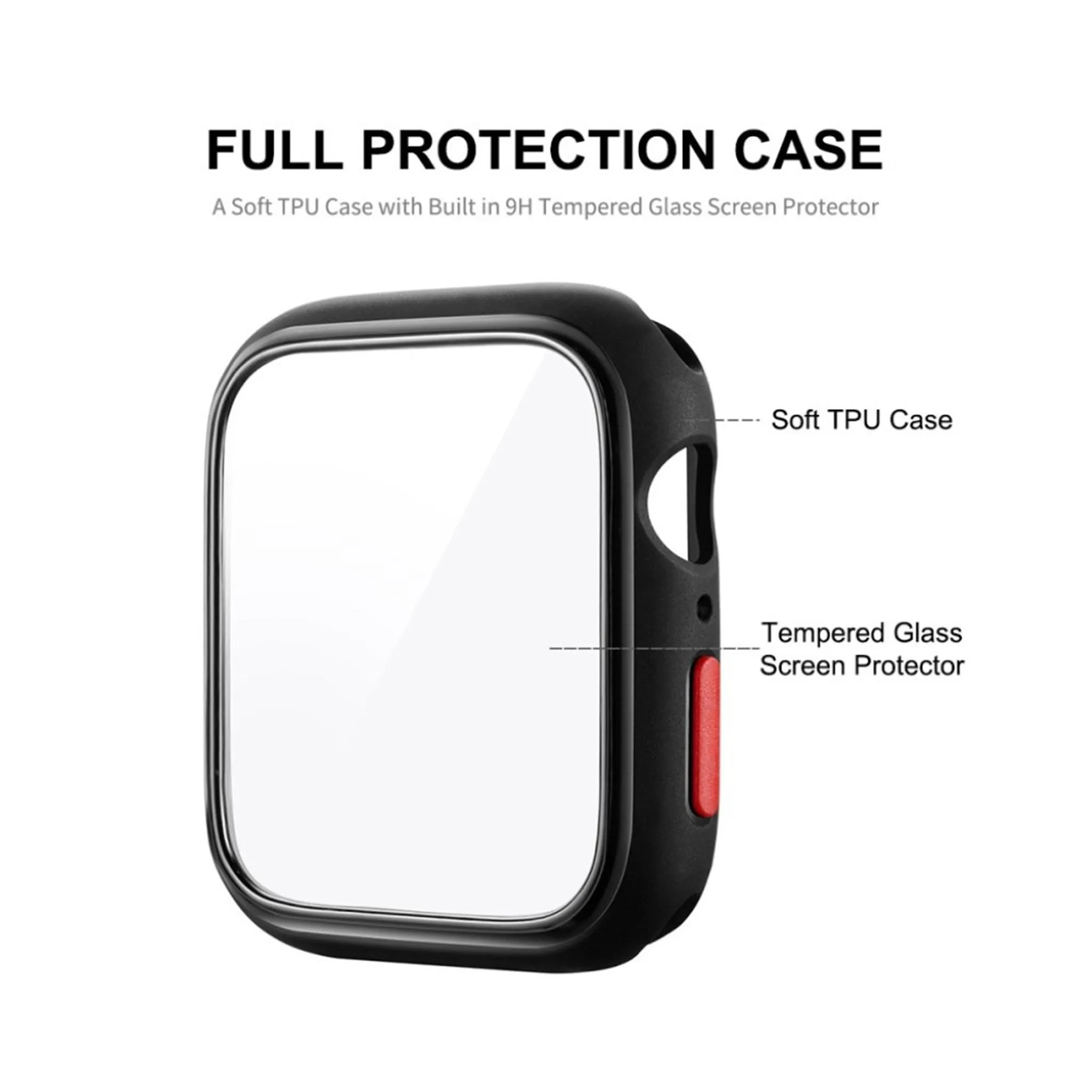 HAT-PRINCE Apple Watch Series 6 / 5 44mm TPU frame with tempered glass - Black