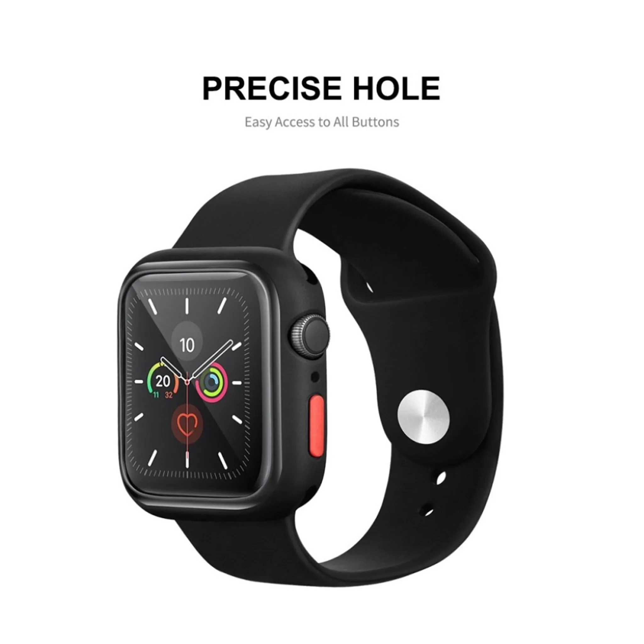 HAT-PRINCE Apple Watch Series 6 / 5 44mm TPU frame with tempered glass - Black