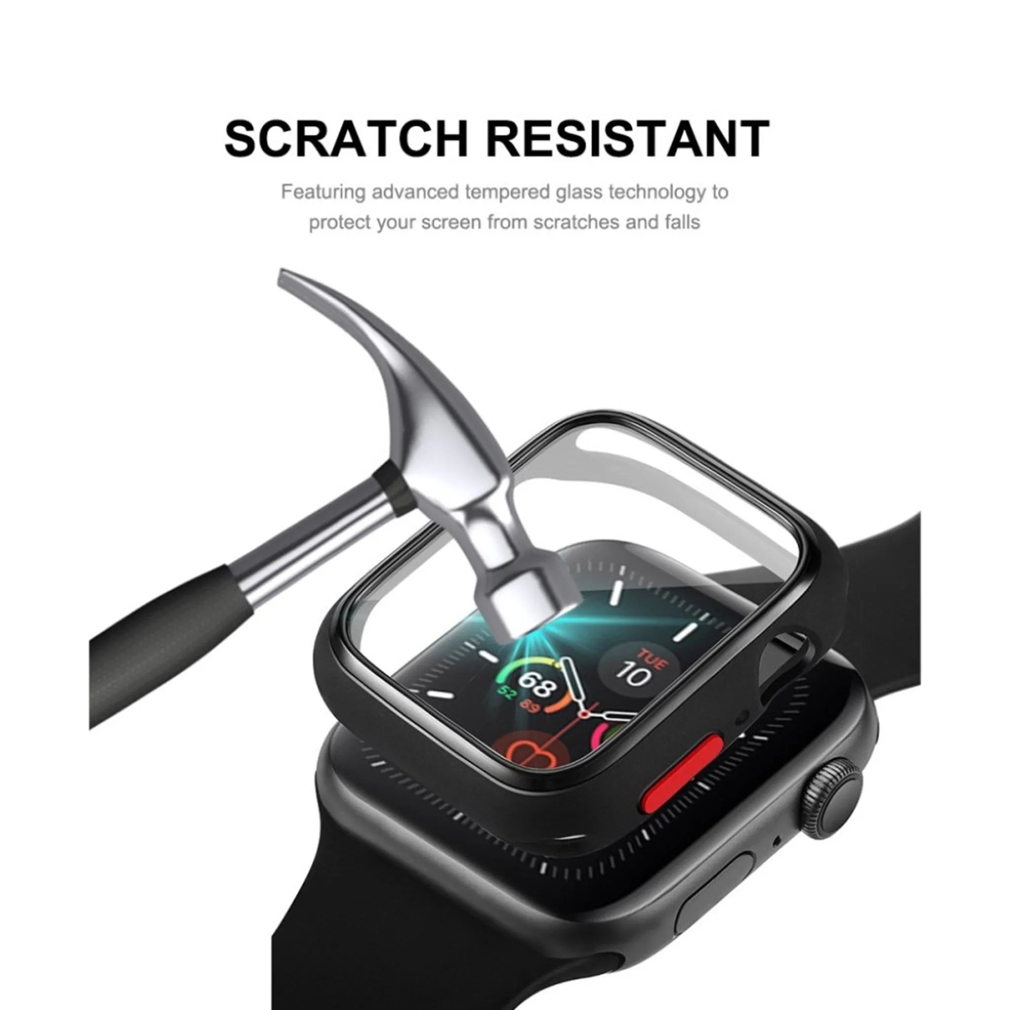 HAT-PRINCE Apple Watch Series 6 / 5 44mm TPU frame with tempered glass - Black