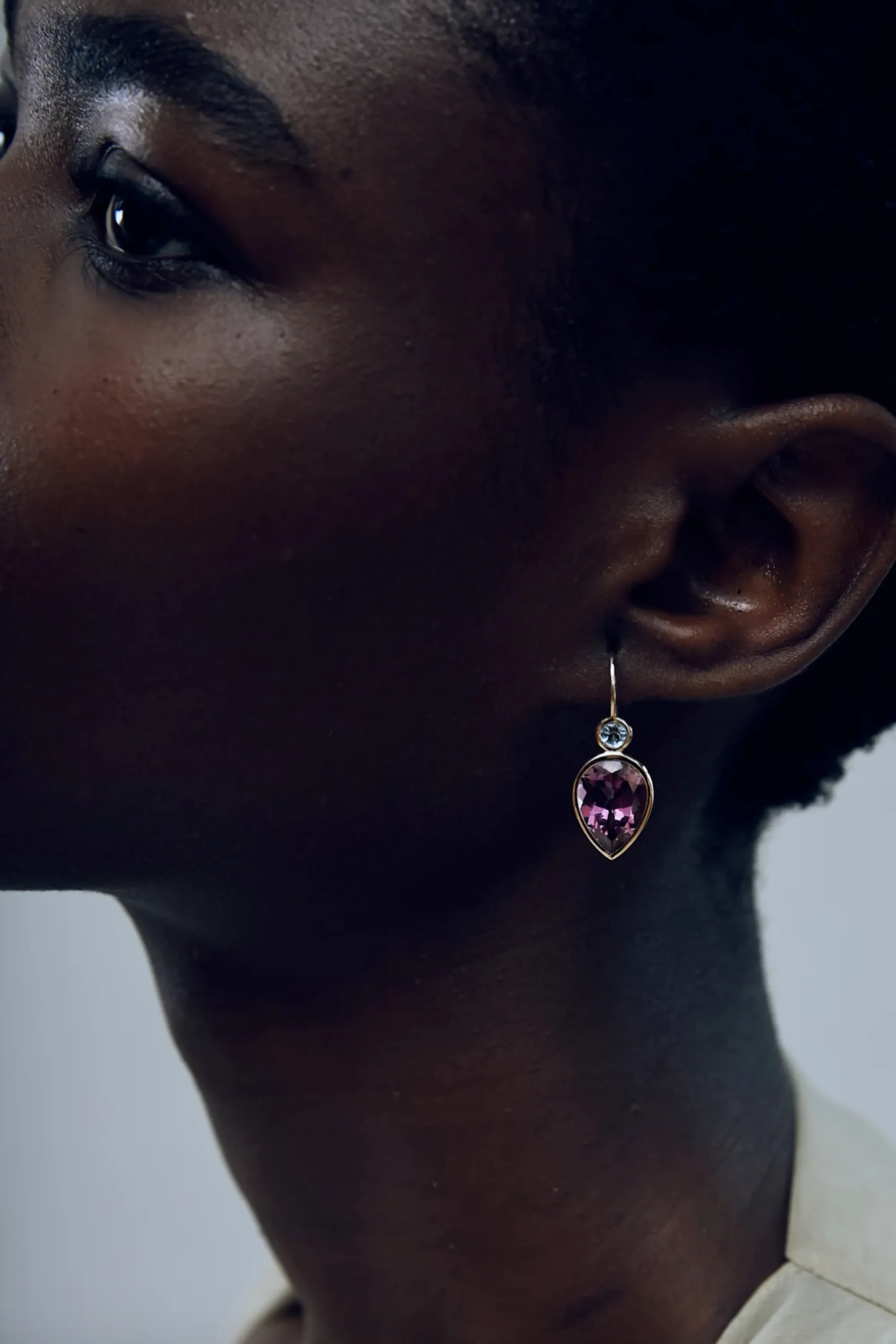 Hera Earrings, Pink Topaz