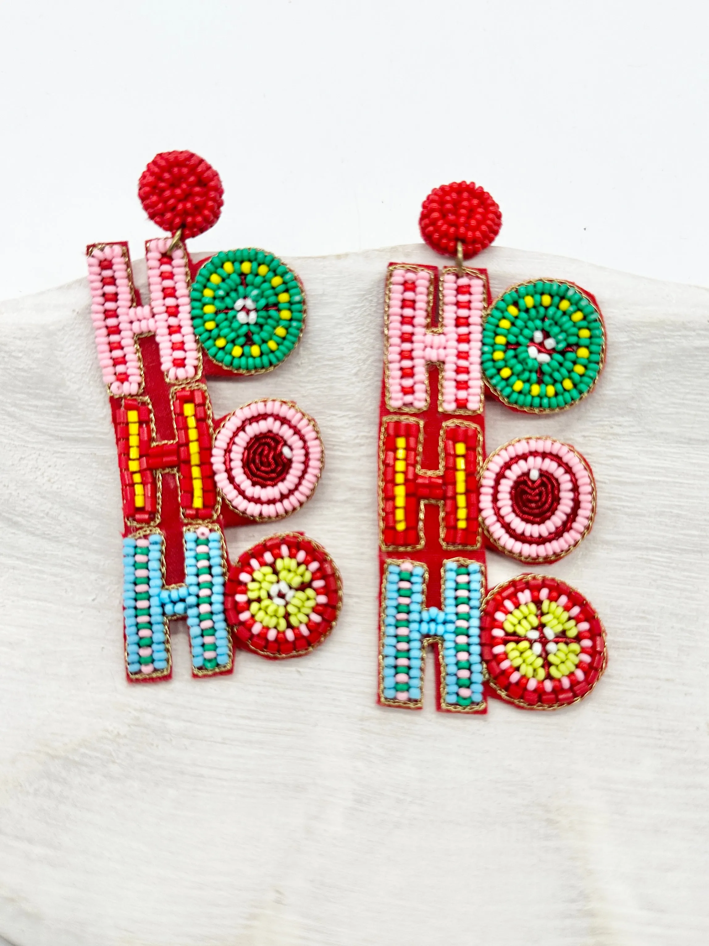 Ho Ho Ho Beaded Earrings