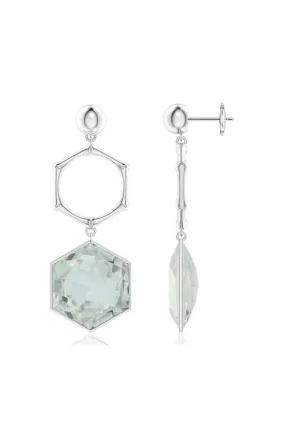 Indochine Midnight Silver & White Topaz Stone  Bamboo Earrings
