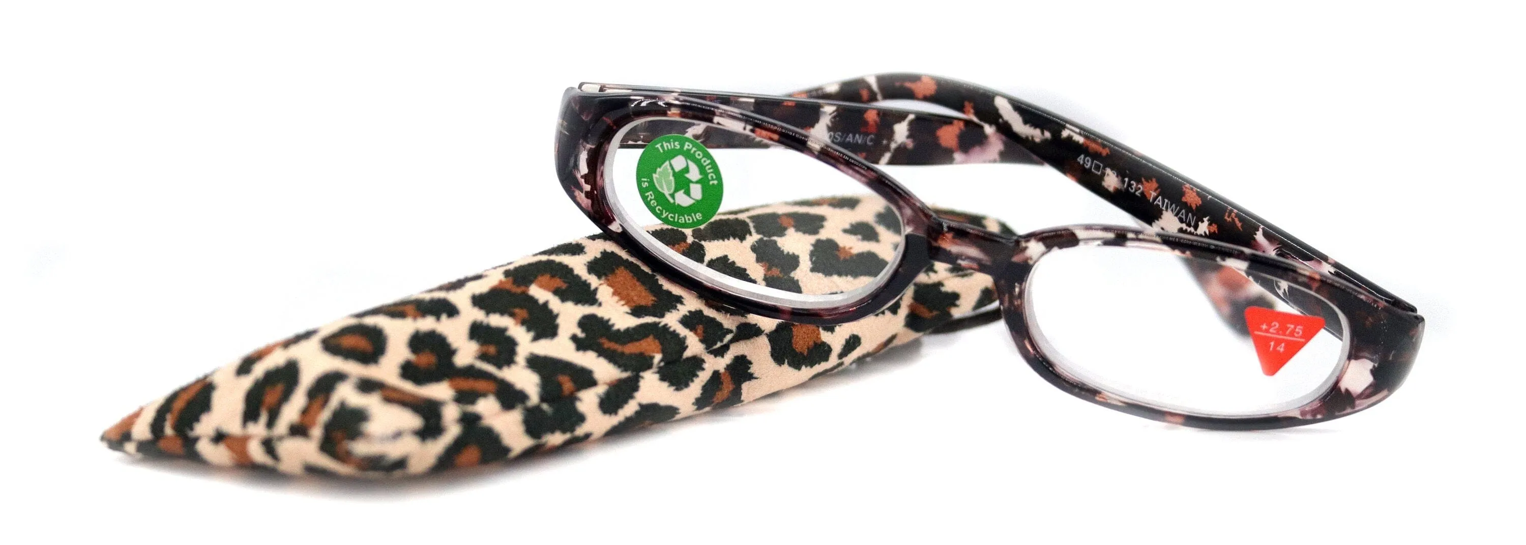 Isabella, (Premium) Reading Glasses, Fashion Reader (Leopard Brown) Print, Oval  4  4.50  5 High Magnification, NY Fifth Avenue (Wide Frame)