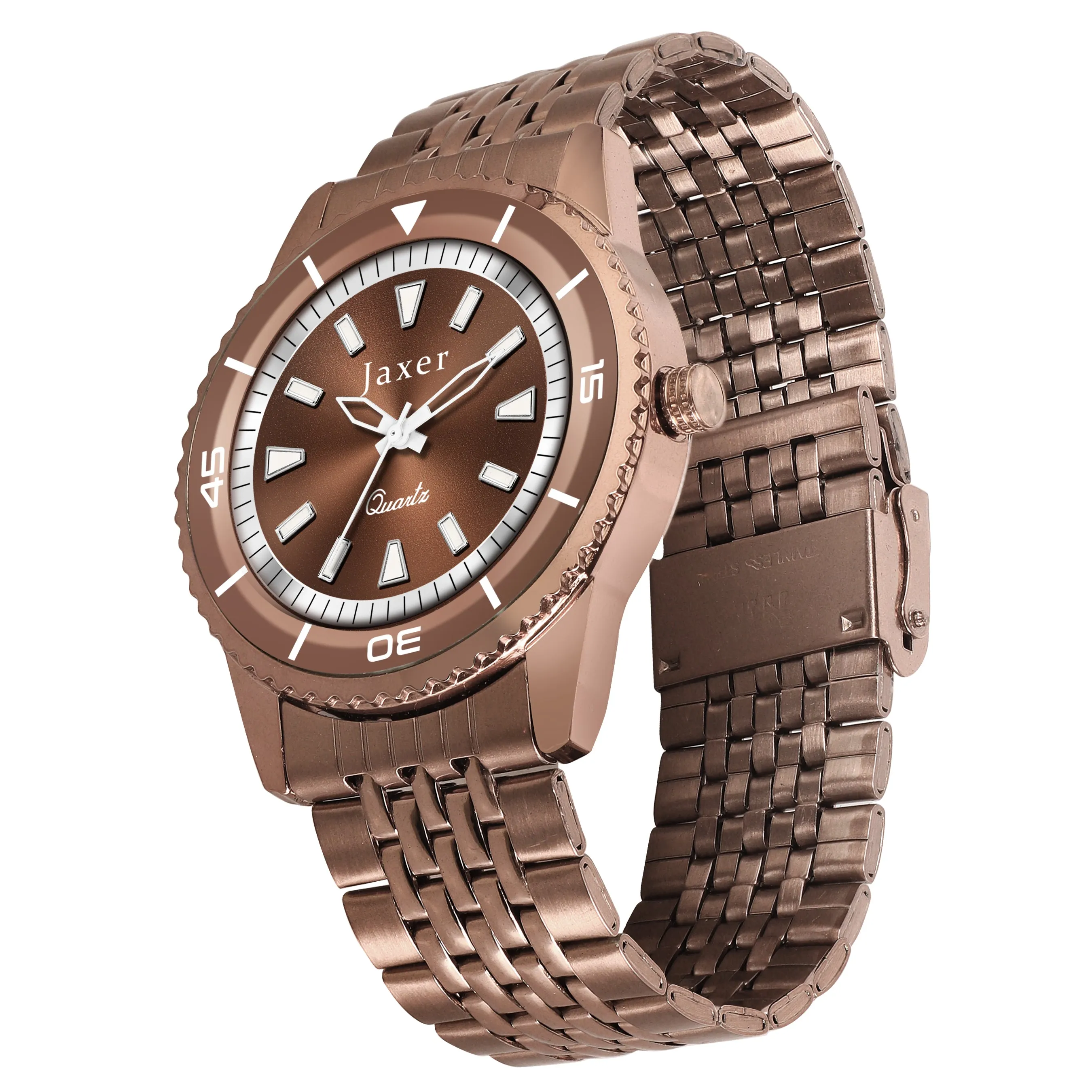 Jaxer Brown Dial Steel Chain Analog Wrist Watch for Men - JXRM2191