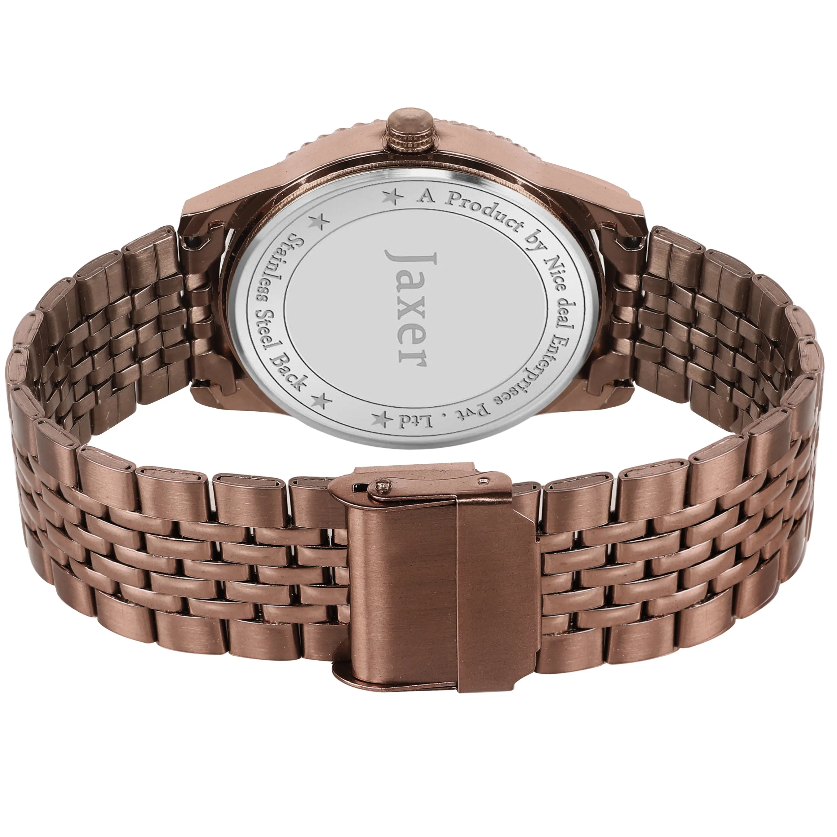 Jaxer Brown Dial Steel Chain Analog Wrist Watch for Men - JXRM2191