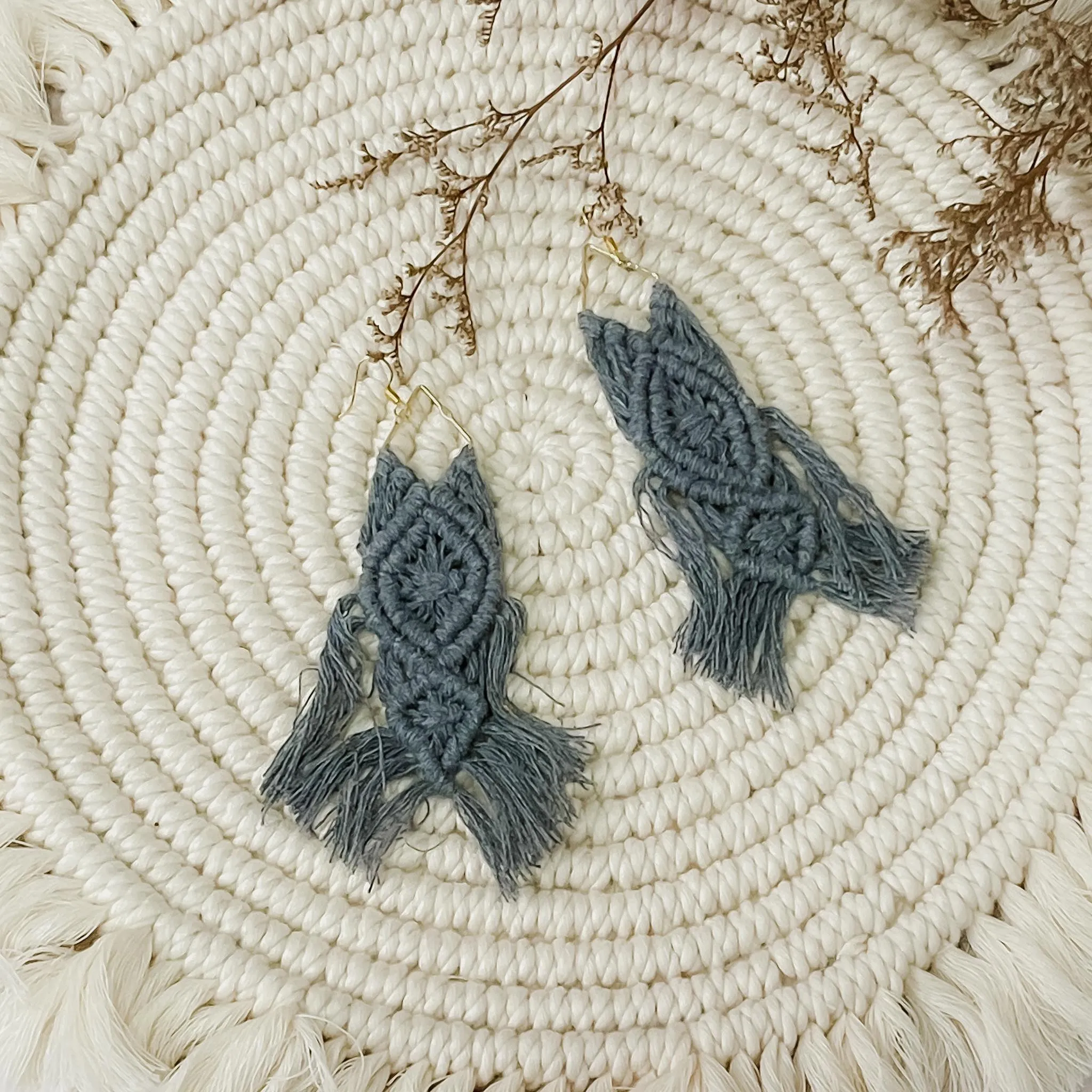 JEWEL Solid Macrame Chandelier Earrings