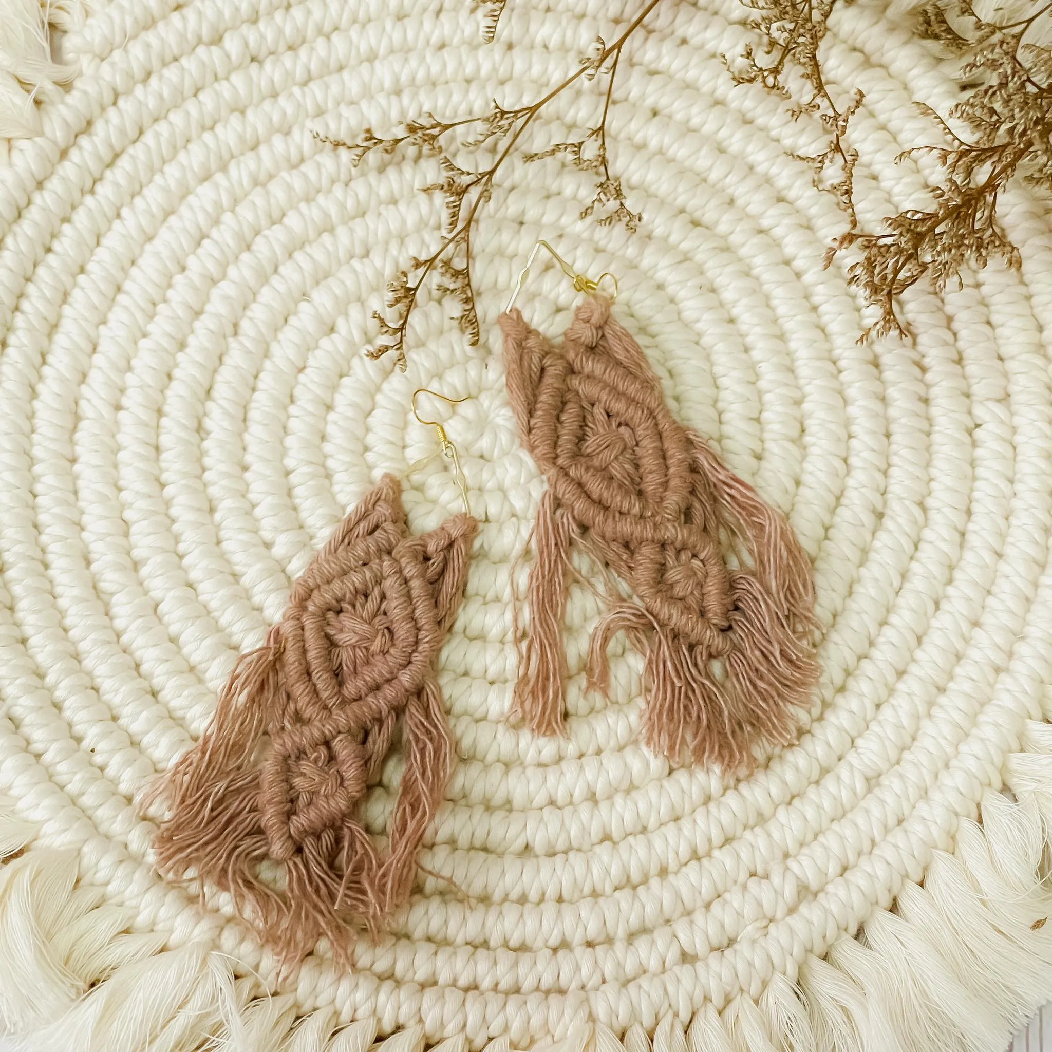 JEWEL Solid Macrame Chandelier Earrings