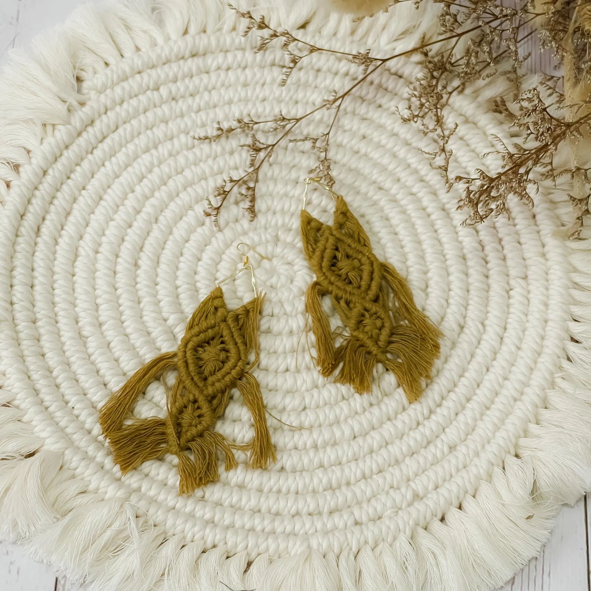 JEWEL Solid Macrame Chandelier Earrings