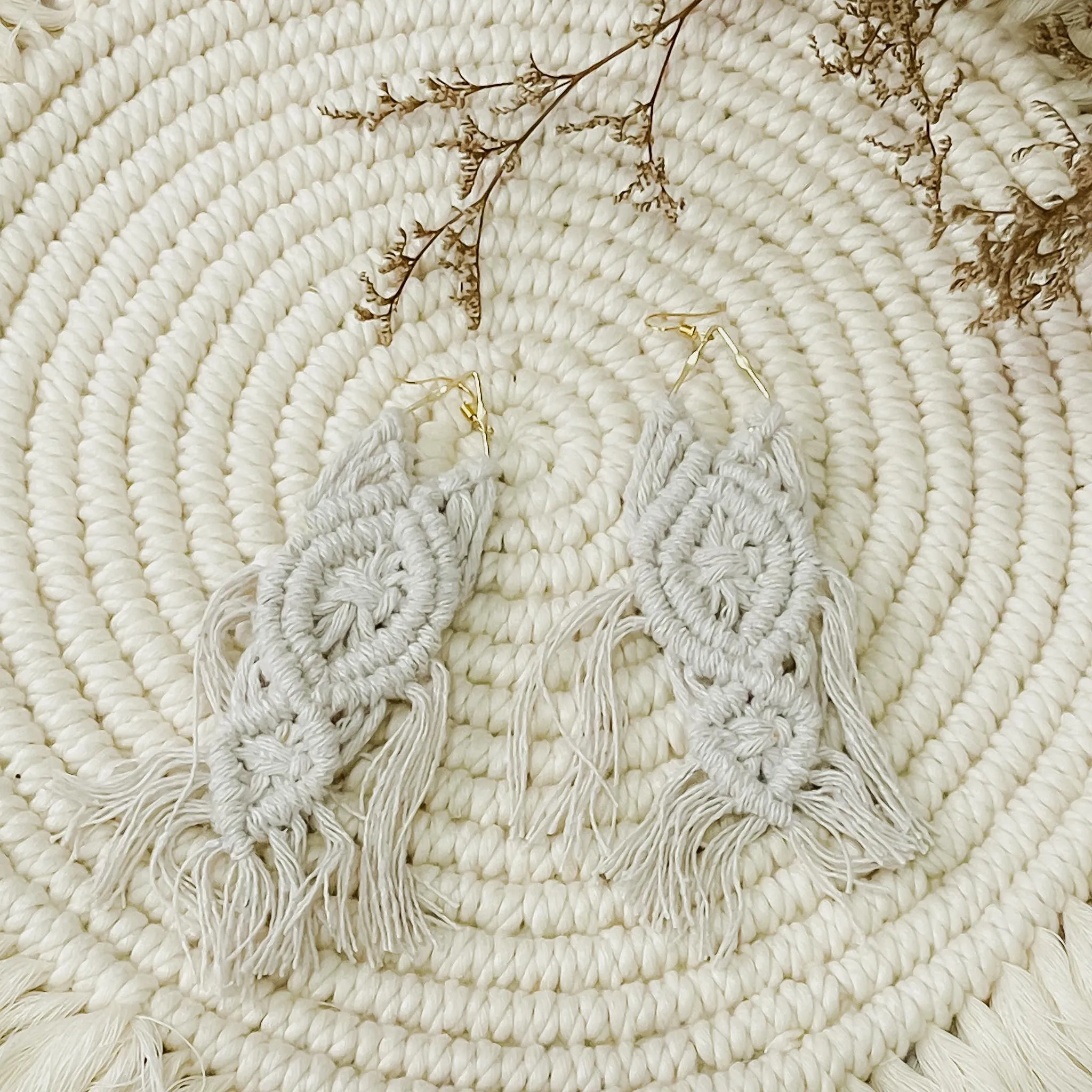 JEWEL Solid Macrame Chandelier Earrings
