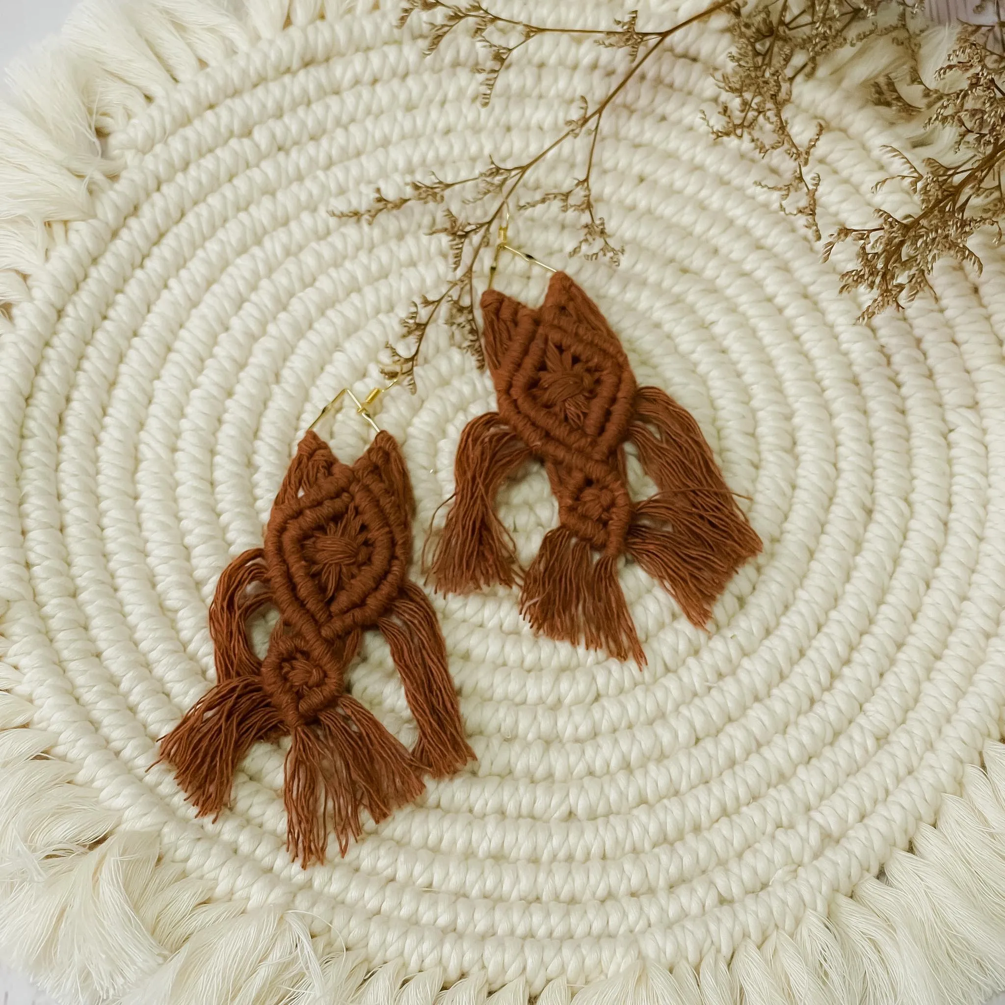 JEWEL Solid Macrame Chandelier Earrings