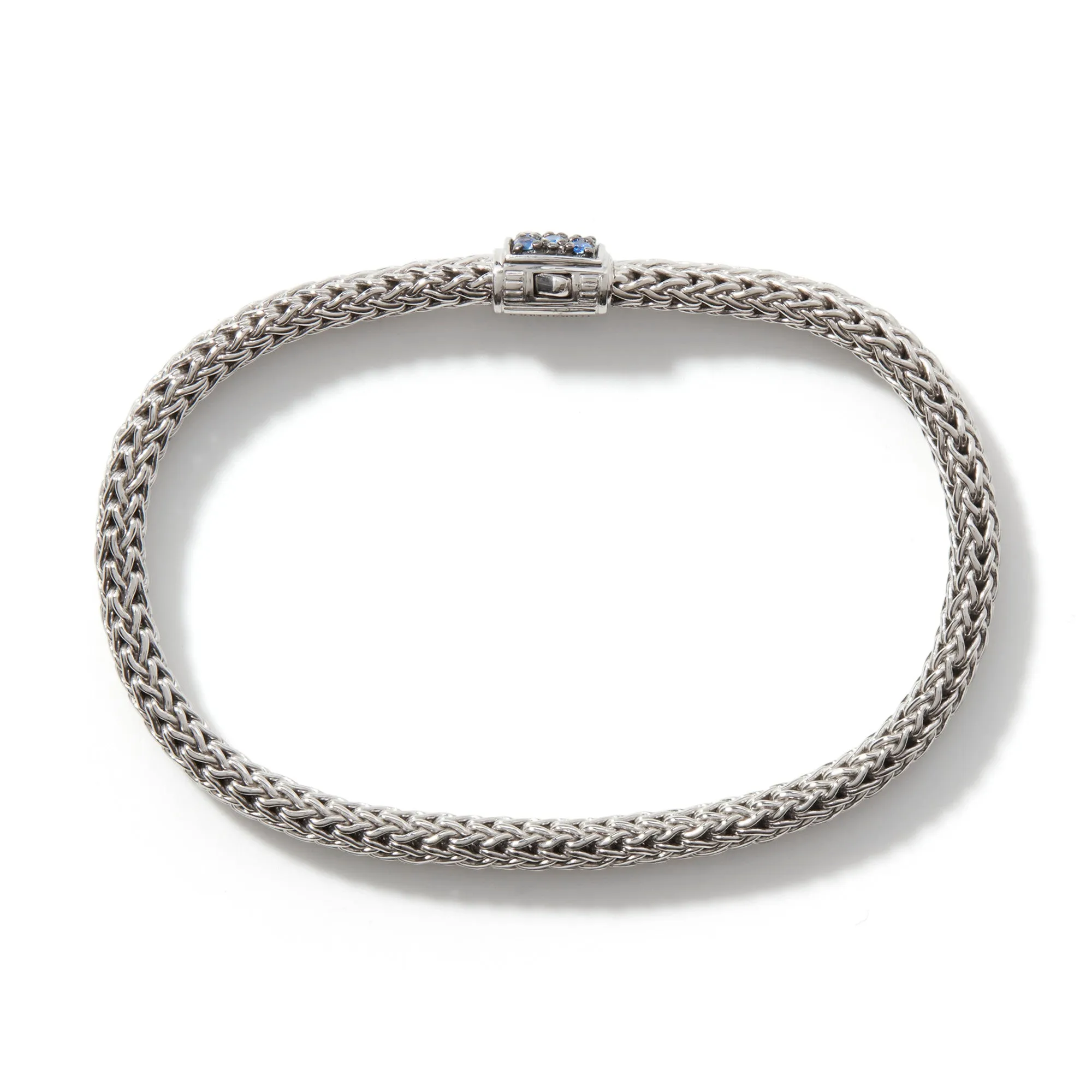JOHN HARDY MEDIUM STERLING SILVER BRACELET WITH BLUE SAPPHIRE