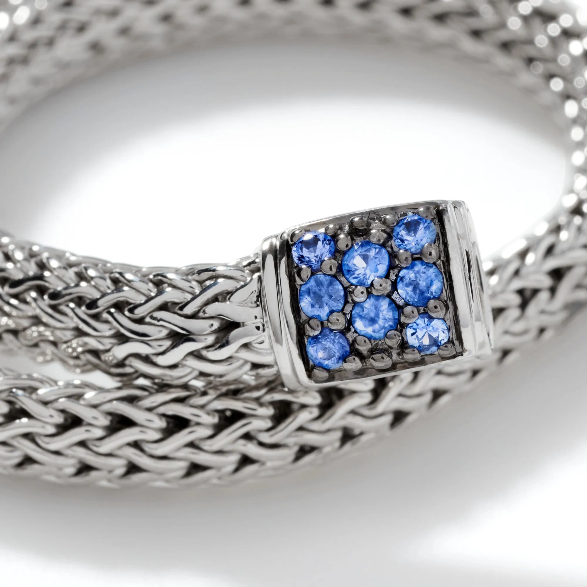 JOHN HARDY MEDIUM STERLING SILVER BRACELET WITH BLUE SAPPHIRE
