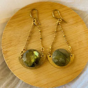 Labradorite Half Moon Eclipse Earring
