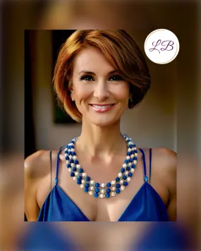 Lapis Lazuli & Freshwater Pearls Triple-Strand Statement Necklace